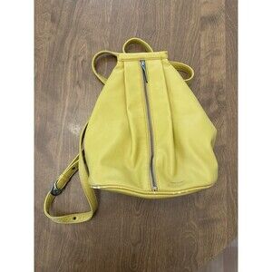 Matt And Nat Backpack Yellow Small Vegan Leather Recycled Plastic Lining FLAWS